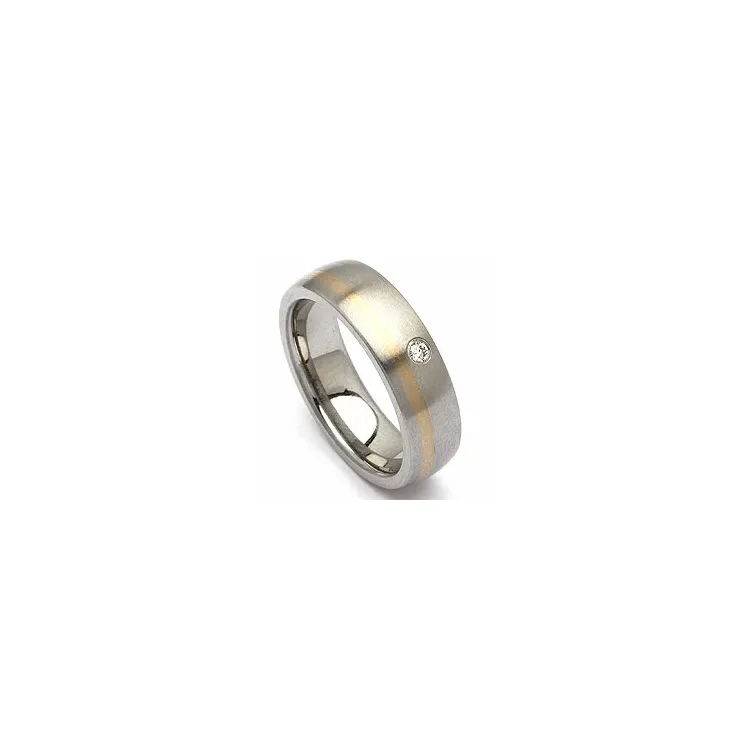 Vielsesring i 14 karat stål- og hvidguld 0,035 ct