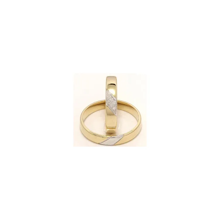 tofarvet vielsesringe i 14 karat guld.- og hvidguld 0,048 ct - sæt