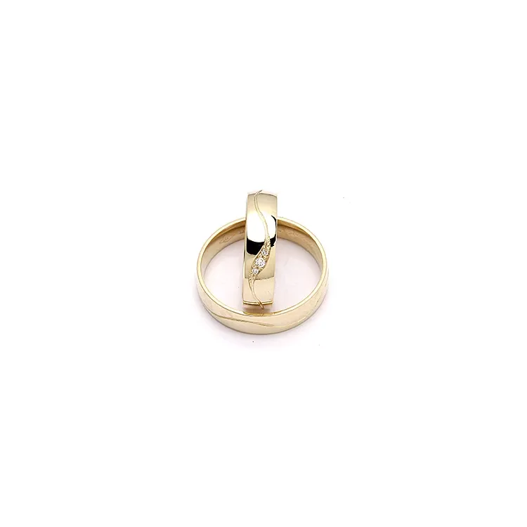 vielsesringe i 9 karat guld 0,036 ct - sæt