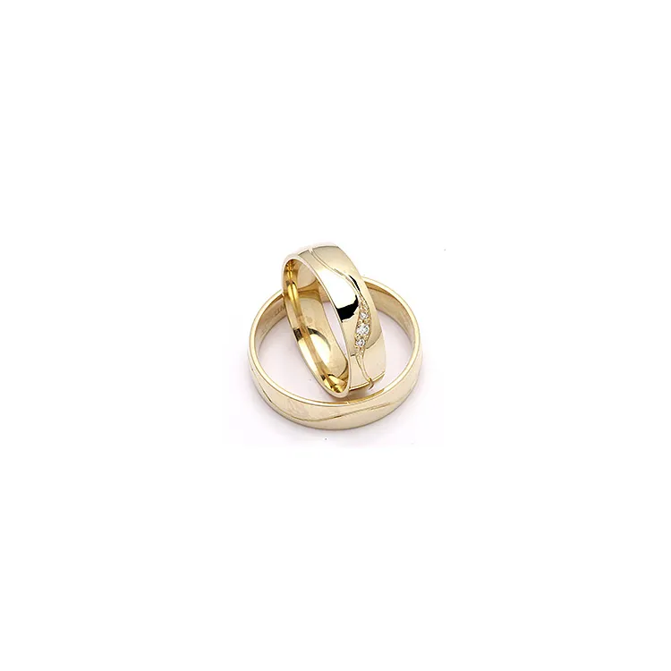 vielsesringe i 14 karat guld 0,036 ct - sæt