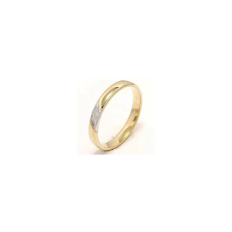 tofarvet vielsesring i 14 karat guld.- og hvidguld 0,032 ct