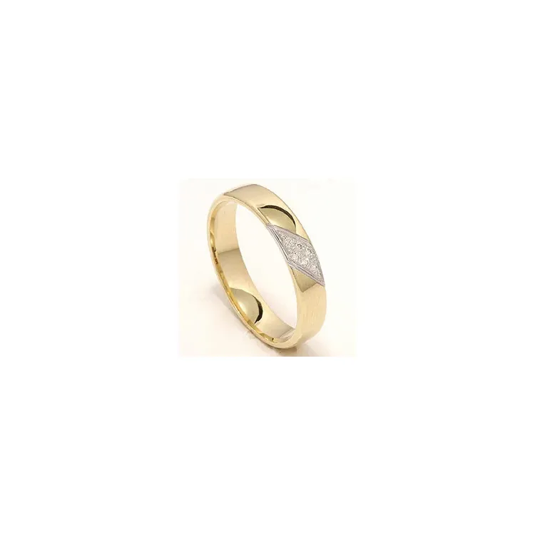 tofarvet brillant vielsesring i 14 karat guld.- og hvidguld 0,048 ct