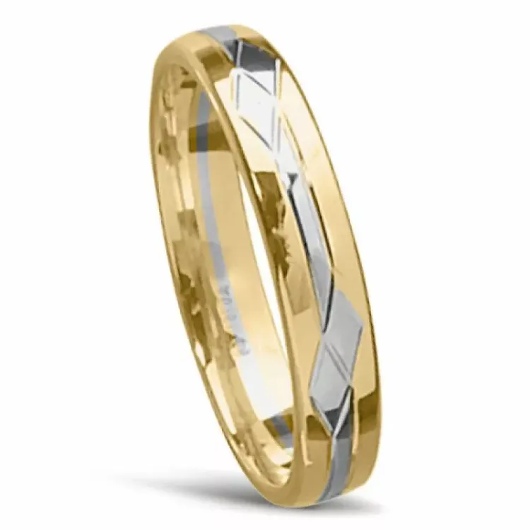 Tofarvet glat Herrering i 14 karat guld.- og hvidguld