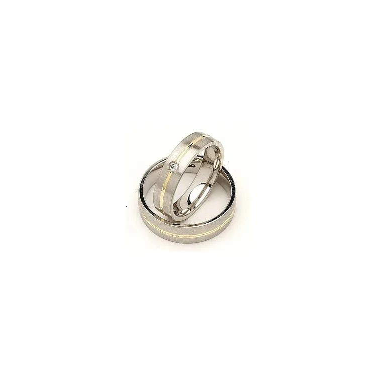 Vielsesringe i sølv og 14 karat guld 0,040 ct