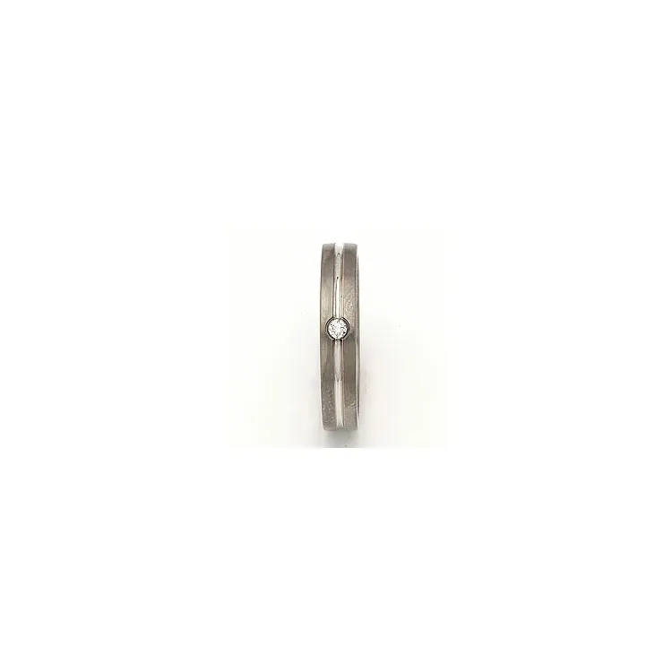 Vielsesring i 14 karat titanium og hvidguld 0,040 ct