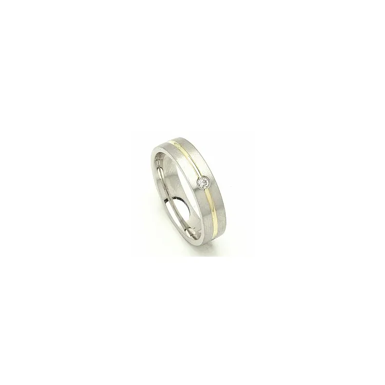 Vielsesring i sølv og 14 karat guld 0,040 ct