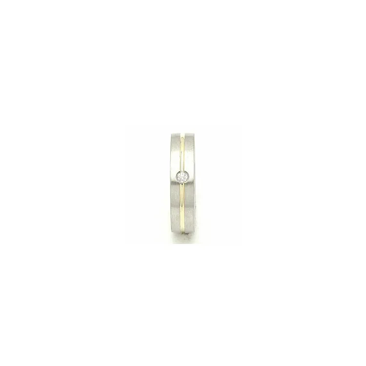 Vielsesring i sølv og 14 karat guld 0,040 ct