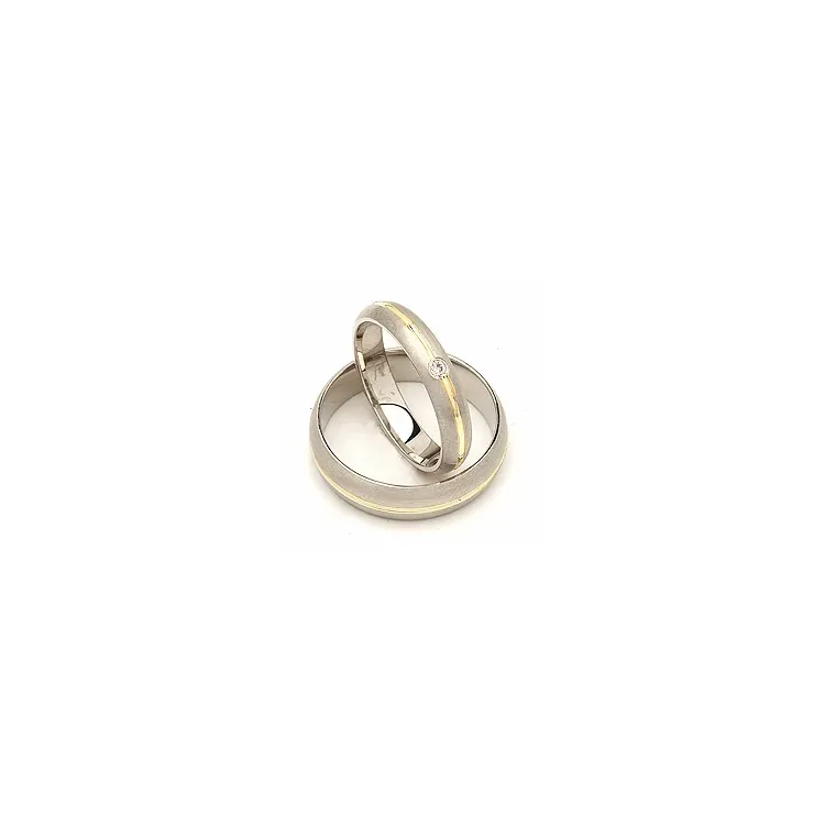Vielsesringe i 14 karat sølv og 14 karat guld 0,030 ct