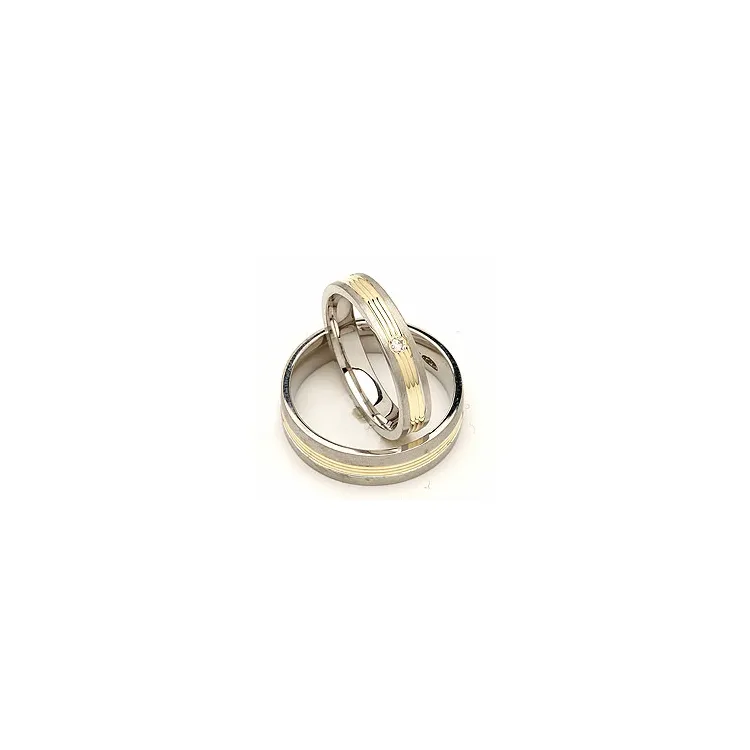 Vielsesringe i sølv og 14 karat guld 0,025 ct
