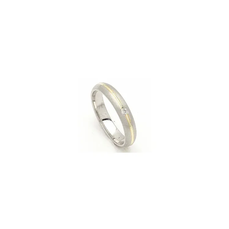 Vielsesring i 14 karat sølv og 14 karat guld 0,030 ct