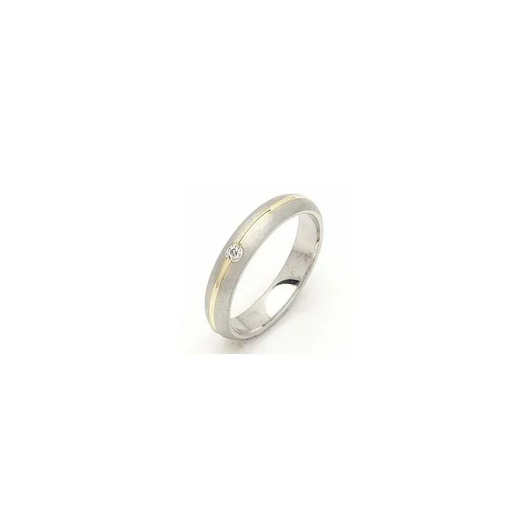 Vielsesring i 14 karat sølv og 14 karat guld 0,030 ct