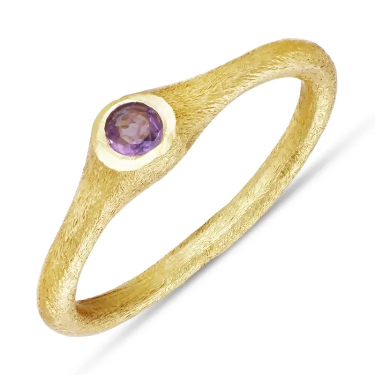pink krystal ring i forgyldt sølv - Loom Stones