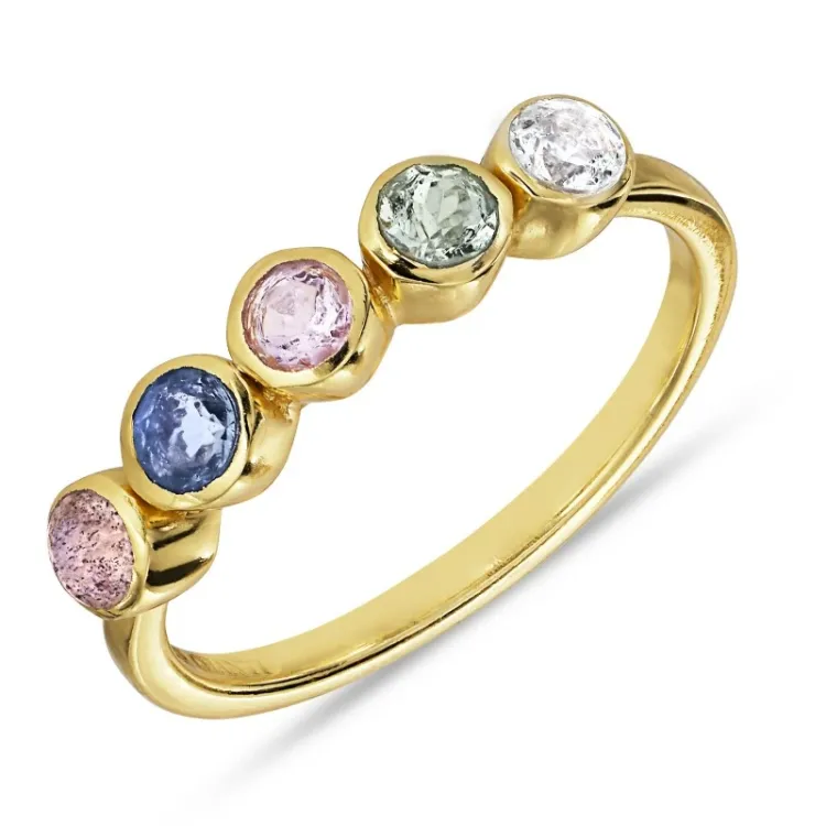 multifarvet ring i forgyldt sølv - Bubbly Twist