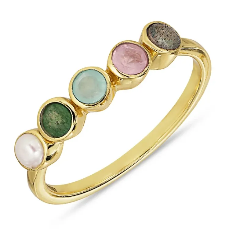 multifarvet ring i forgyldt sølv - Bubbly Twist
