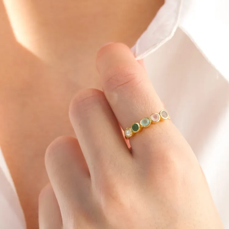 multifarvet ring i forgyldt sølv - Bubbly Twist