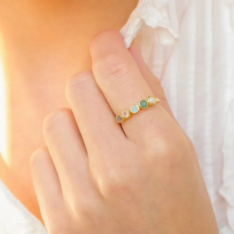 multifarvet ring i forgyldt sølv - Bubbly Twist