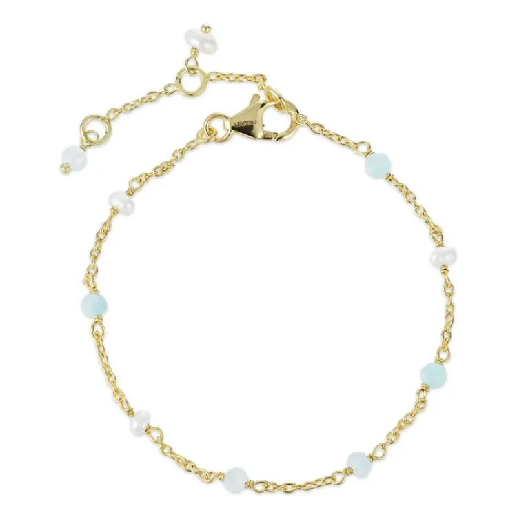 sten armbånd i forgyldt sølv  x 4 mm  - Loom Stones