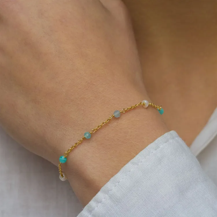 sten armbånd i forgyldt sølv  x 4 mm  - Loom Stones