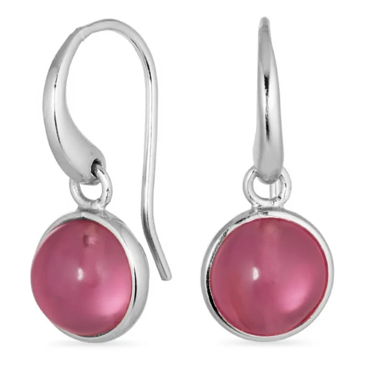 runde pink krystal øreringe i sølv - Loom Stones