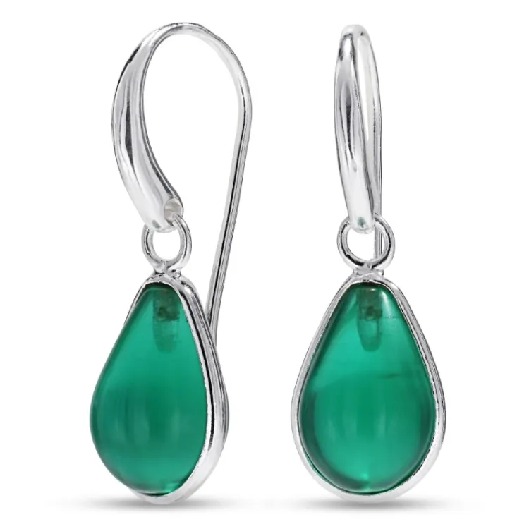 dråbe aqua krystal øreringe i sølv - Loom Stones