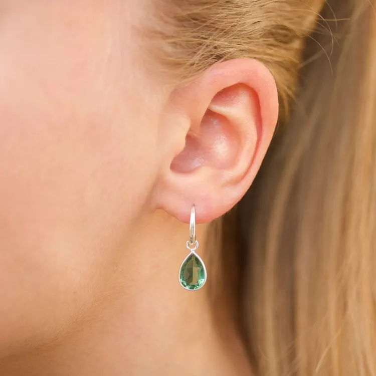 dråbe aqua krystal øreringe i sølv - Loom Stones