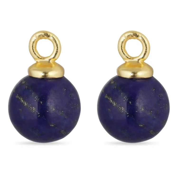 8 mm lapis lazuli vedhæng til øreringe i forgyldt sølv - Mix & Match