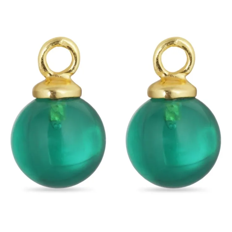 8 mm aqua krystal vedhæng til øreringe i forgyldt sølv - Mix & Match