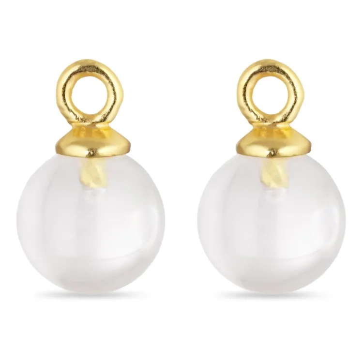 8 mm klar quartz vedhæng til øreringe i forgyldt sølv - Mix & Match
