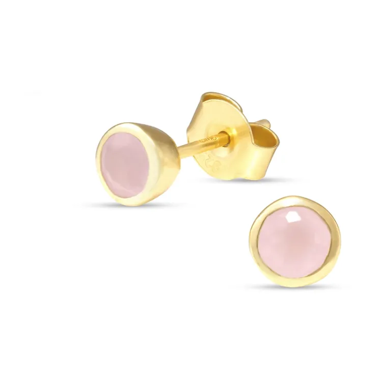 5 mm rosa krystal ørestikker i forgyldt sølv - Loom Stones