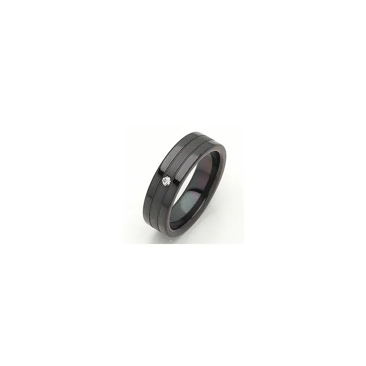 Vielsesring i sort stål 0,025 ct