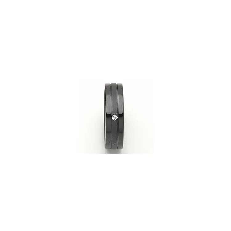 Vielsesring i sort stål 0,025 ct