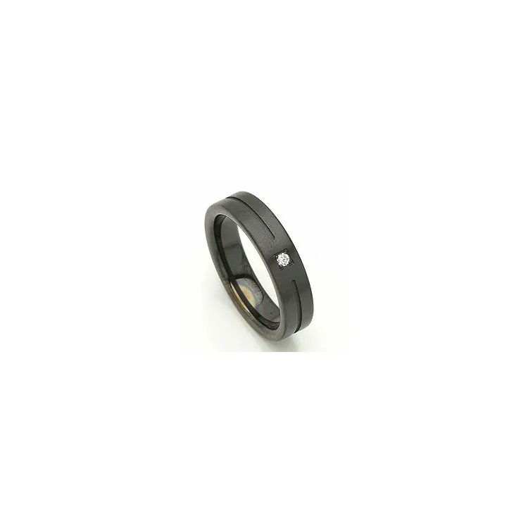 Vielsesring i sort stål 0,025 ct
