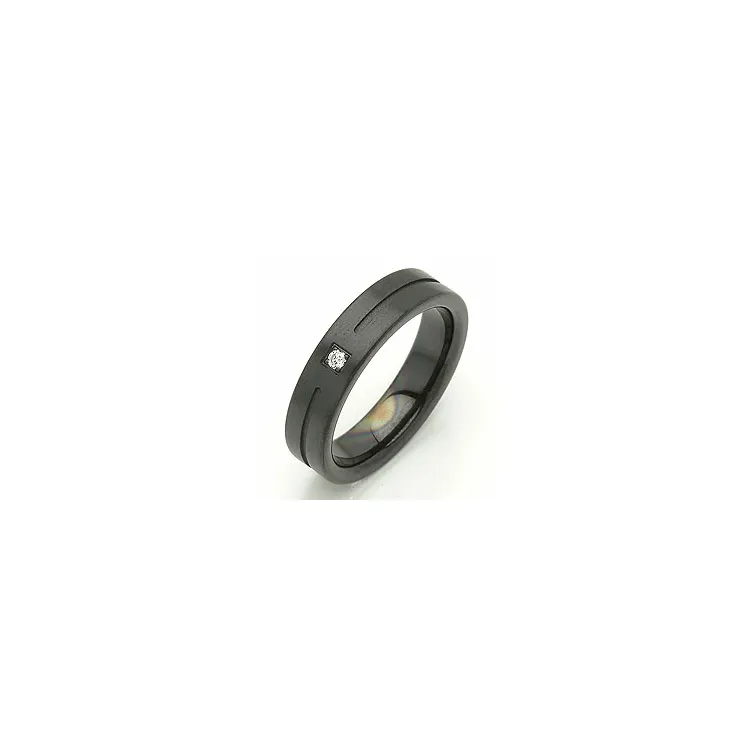 Vielsesring i sort stål 0,025 ct
