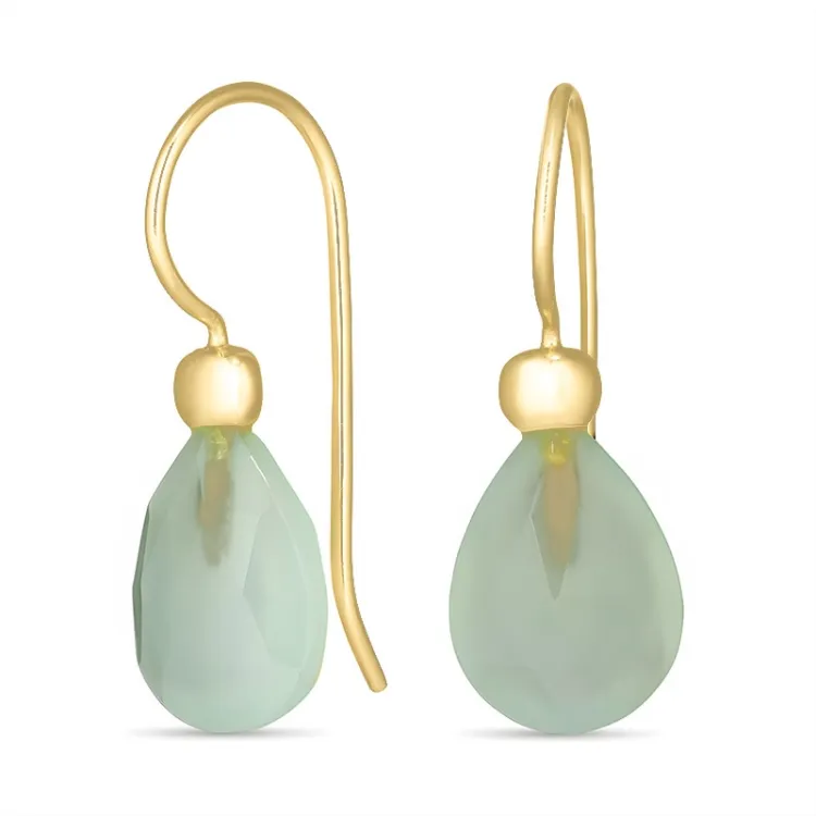 prehnite øreringe i forgyldt sølv - Loom Stones