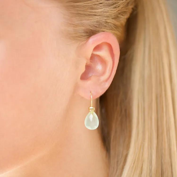 prehnite øreringe i forgyldt sølv - Loom Stones