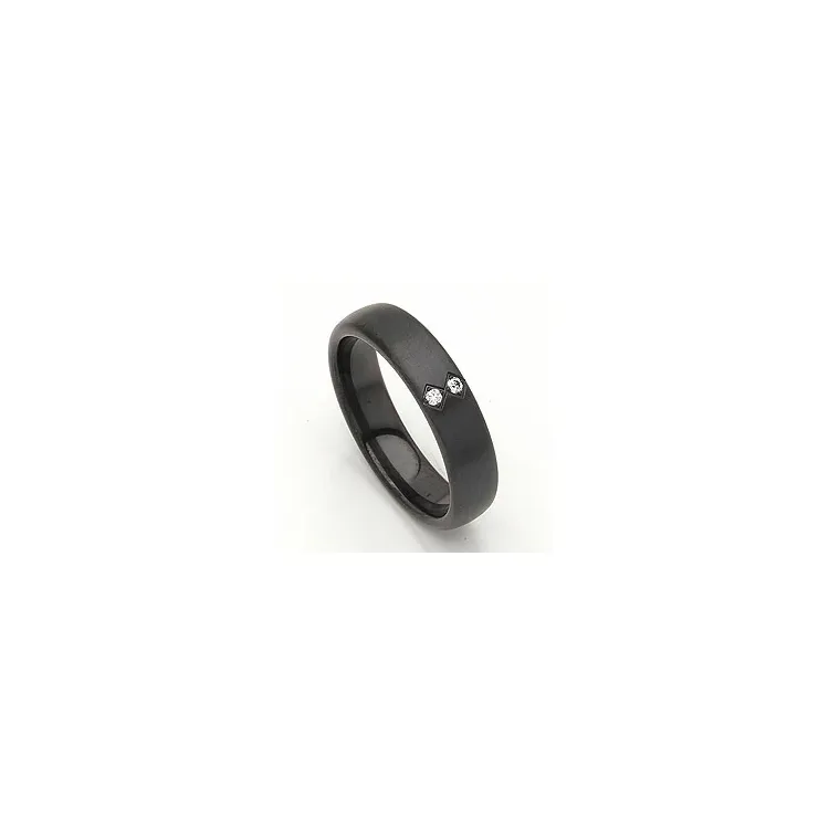 Vielsesring i sort stål 0,026 ct