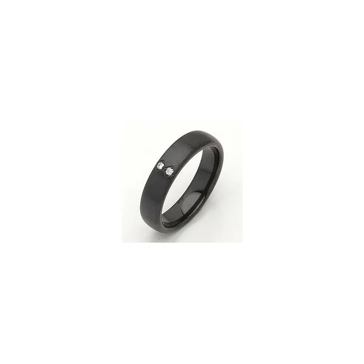 Vielsesring i sort stål 0,026 ct
