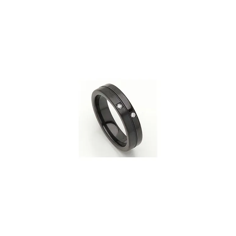 Vielsesring i sort stål 0,028 ct