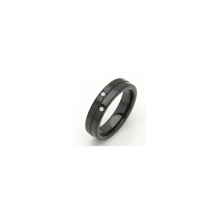 Vielsesring i sort stål 0,028 ct