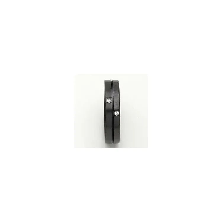 Vielsesring i sort stål 0,028 ct