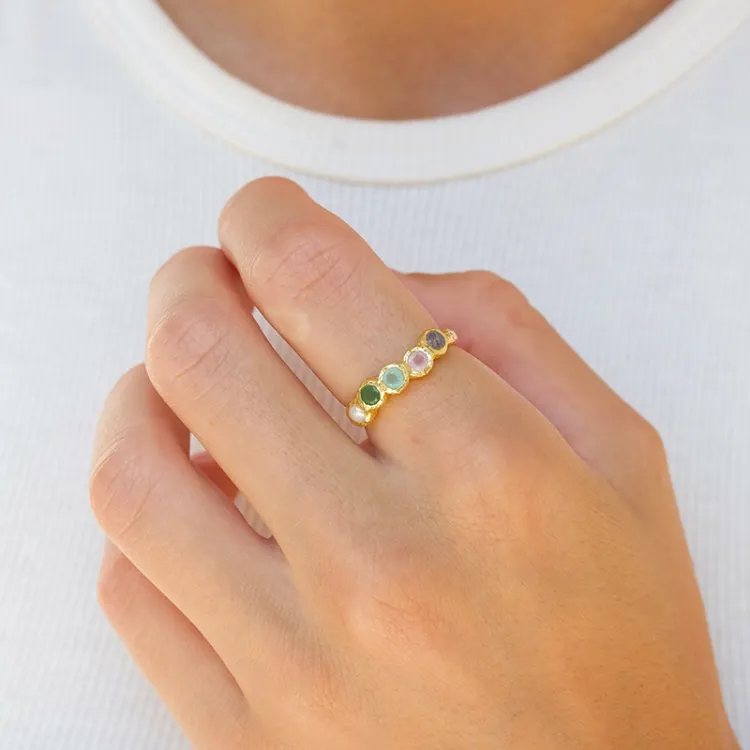 multifarvet ring i forgyldt sølv - Bubbly Twist
