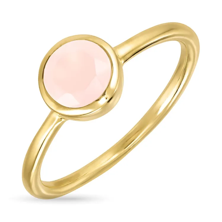 rund rosa krystal ring i forgyldt sølv - Loom Stones
