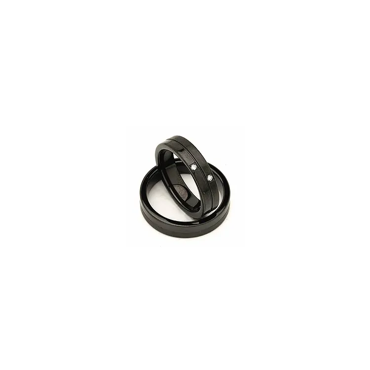 Vielsesringe i sort stål 0,028 ct
