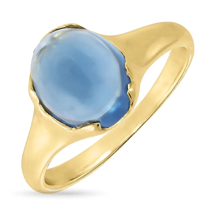 mørkeblå krystal ring i forgyldt sølv - Loom Stones