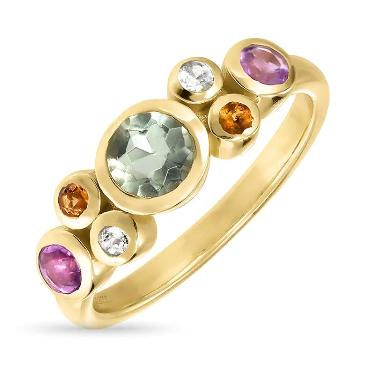 multifarvet ring i forgyldt sølv - Bubbly Twist