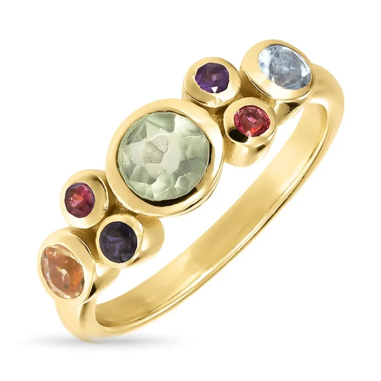 multifarvet ring i forgyldt sølv - Bubbly Twist