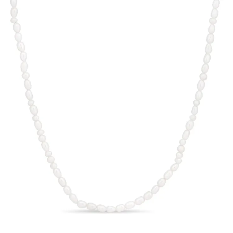 perle halskæde i forgyldt sølv 38 + 5 cm x 4,5 mm