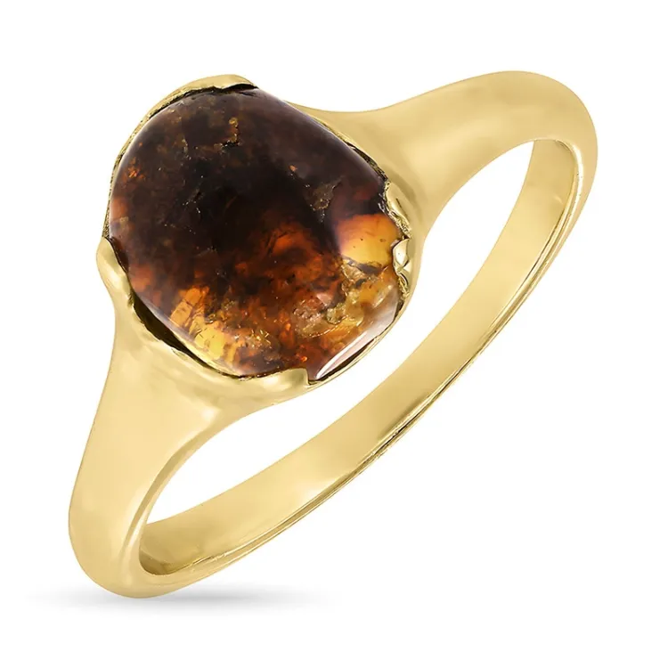 Kollektionsprøve rav ring i forgyldt sølv - Loom Stones