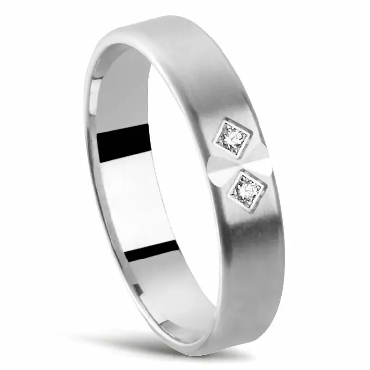 Mat Damering i 14 karat hvidguld 0,010 ct