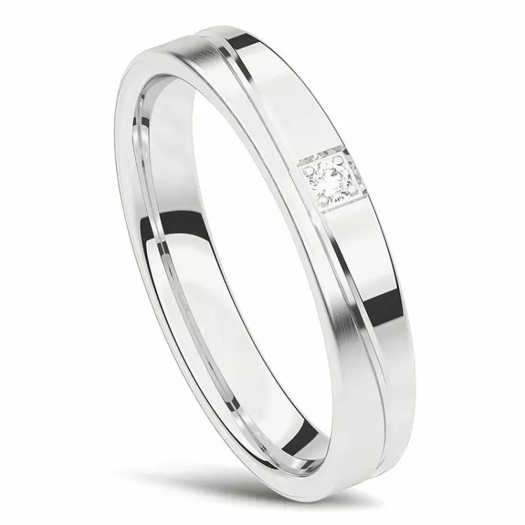 Elegant Damering i 14 karat hvidguld 0,02 ct